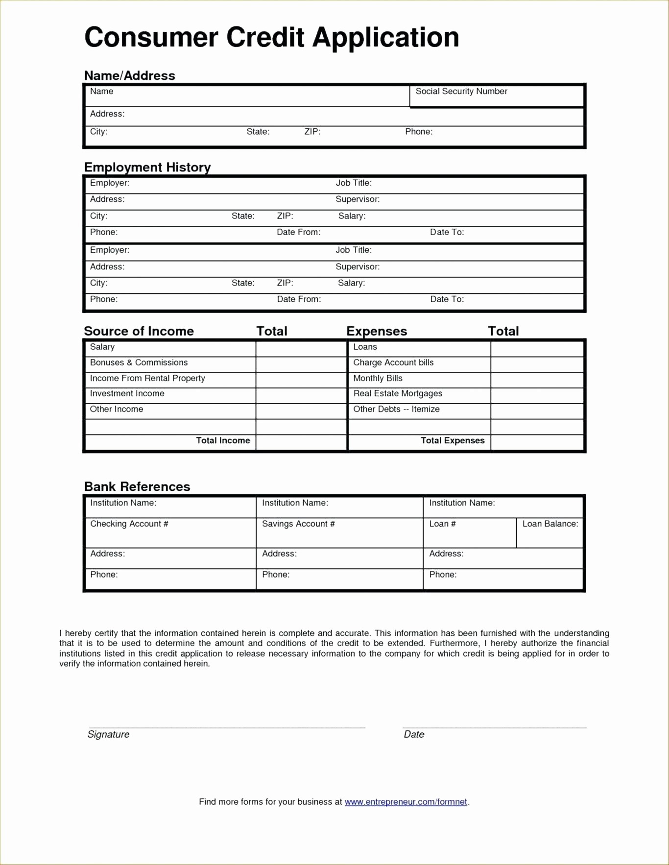 Personal Credit Application form Free Unique Template Consumer Credit Application Template