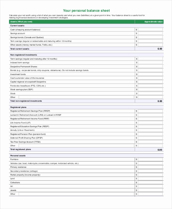 Personal Finance Balance Sheet Template Awesome Simple Balance Sheet 20 Free Word Excel Pdf Documents