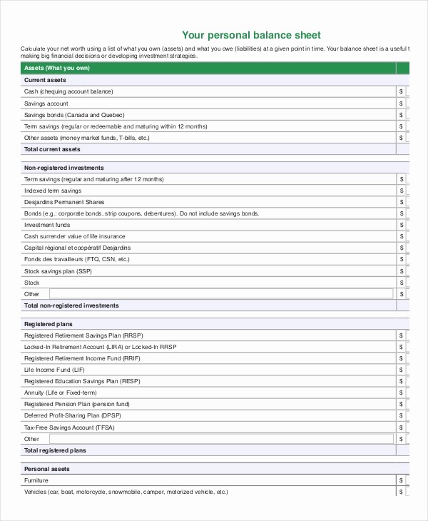 Personal Finance Balance Sheet Template New Balance Sheet 18 Free Word Excel Pdf Documents