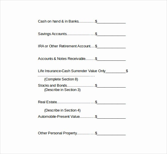 Personal Financial Plan Template Word Elegant 8 Personal Financial Statement forms to Download