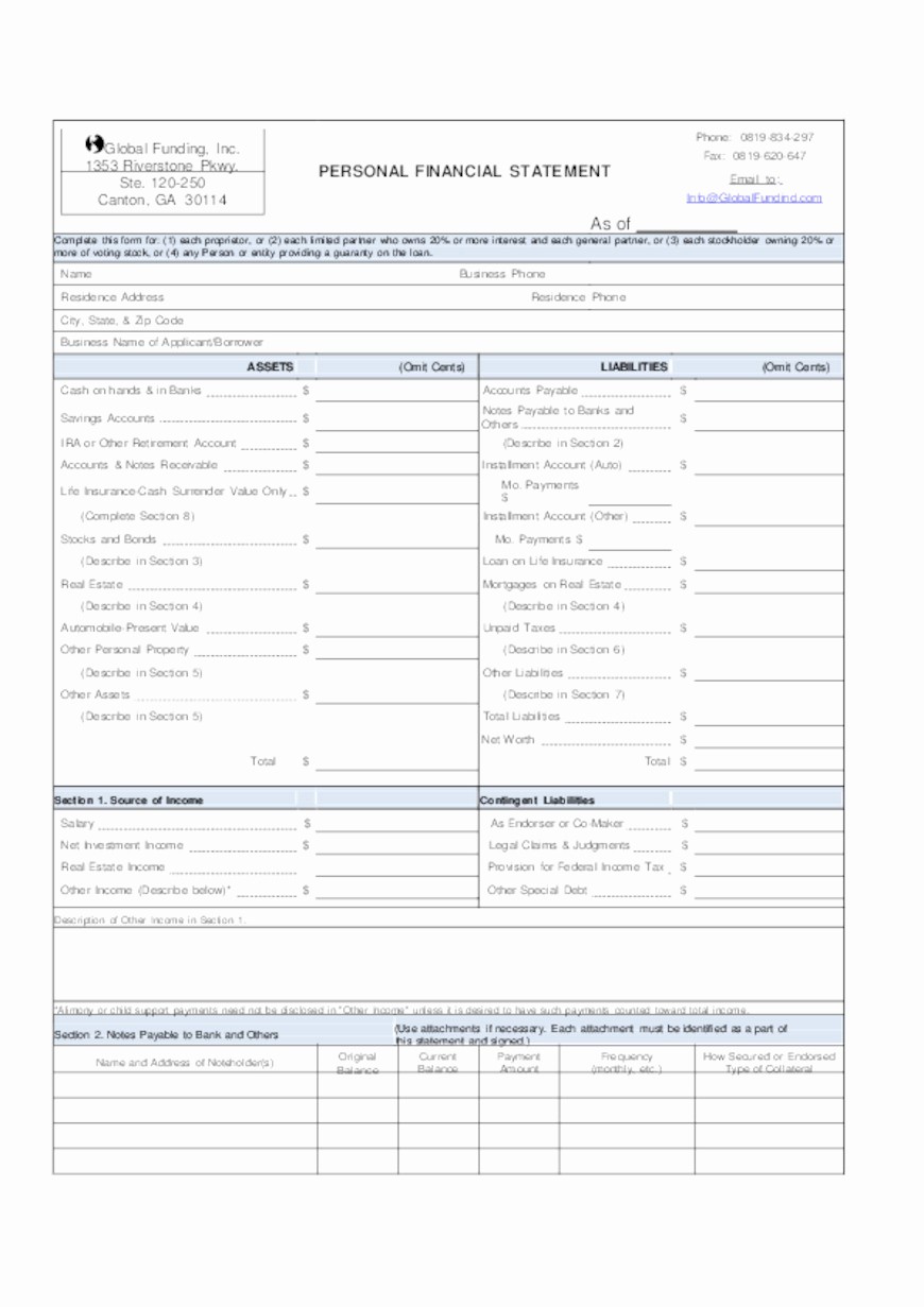 Personal Financial Plan Template Word New Microsoft Word Personal Financial Statement Template