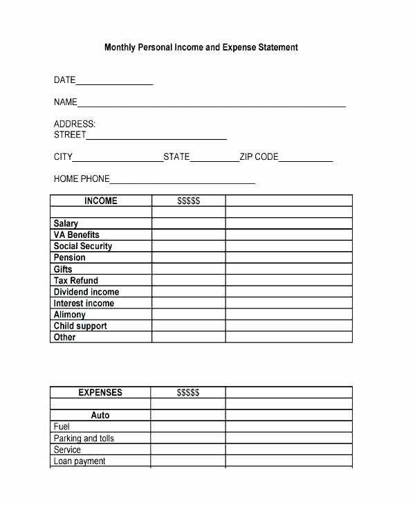 Personal Income and Expense Sheet Elegant Personal In E Statement Example Template with Data