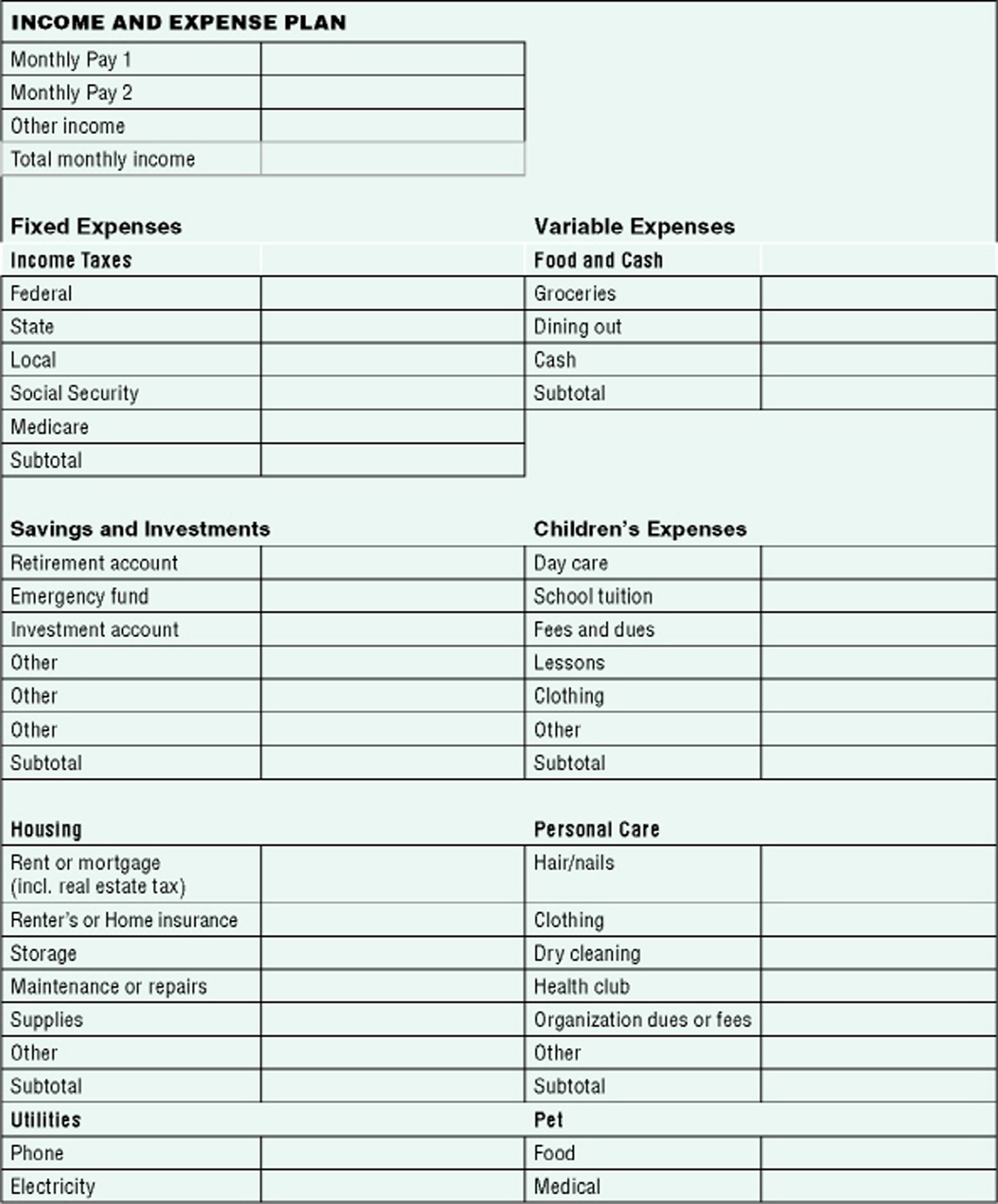 Personal Income and Expense Spreadsheet Fresh Personal Financial Statement Template Excel Free