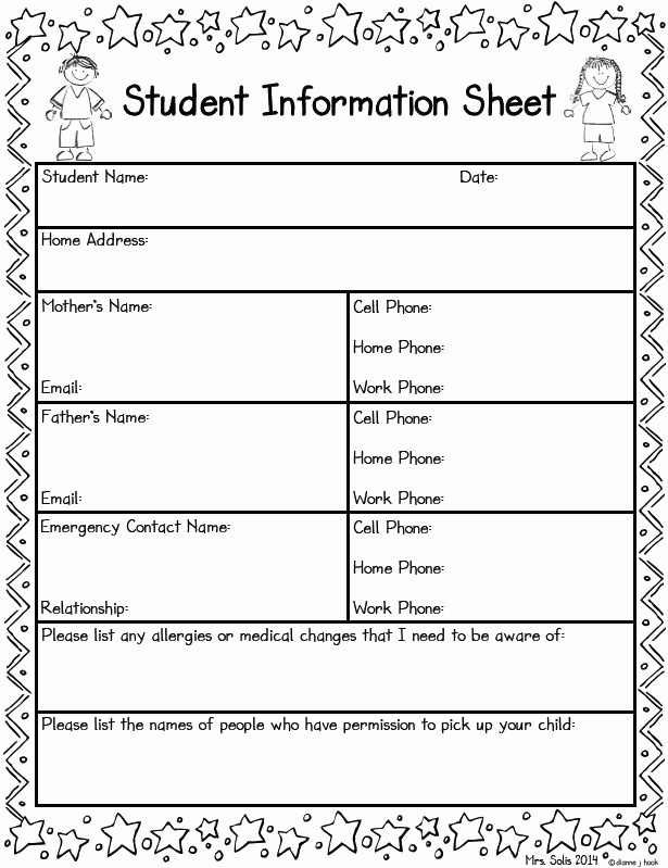 Personal Information form for Students Beautiful Best 25 Student Information form Ideas On Pinterest