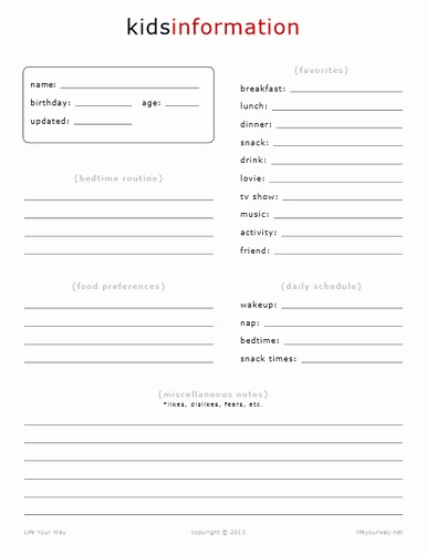 Personal Information form for Students Elegant Home Management Notebook