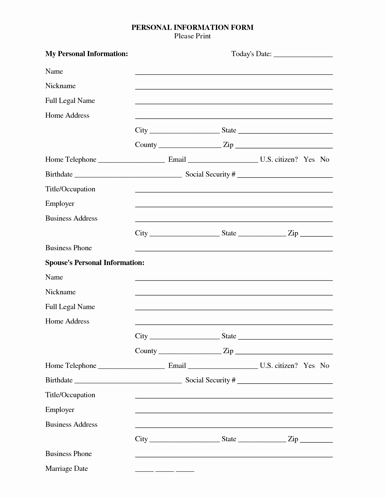 Personal Information form for Students Inspirational Personal Information Sheet Employee Information Sheet New