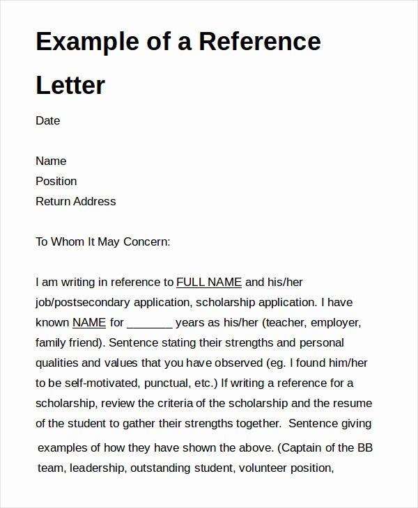 Personal Letter Of Recommendation Templates Beautiful Printable Personal Reference Letter 15 Free Word Pdf