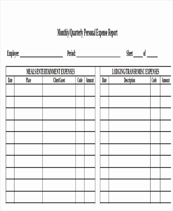 Personal Monthly Expense Report Template Elegant 22 Expense Report format Templates
