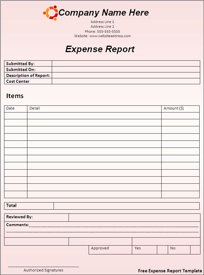 Personal Monthly Expense Report Template Elegant Free Expense Report Template