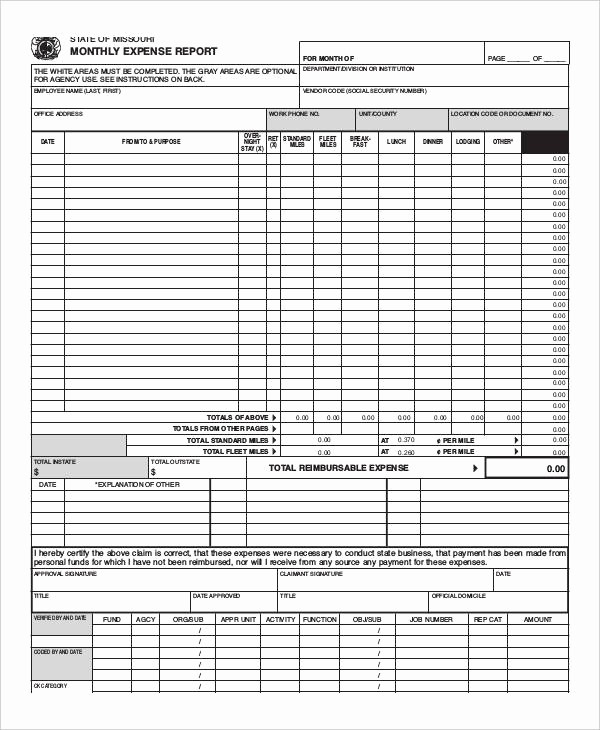 Personal Monthly Expense Report Template Fresh 28 Expense Report Templates