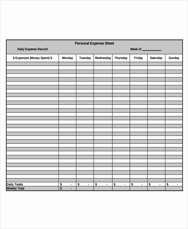Personal P&amp;amp;l Template Beautiful 32 Expense Sheet Templates In Pdf