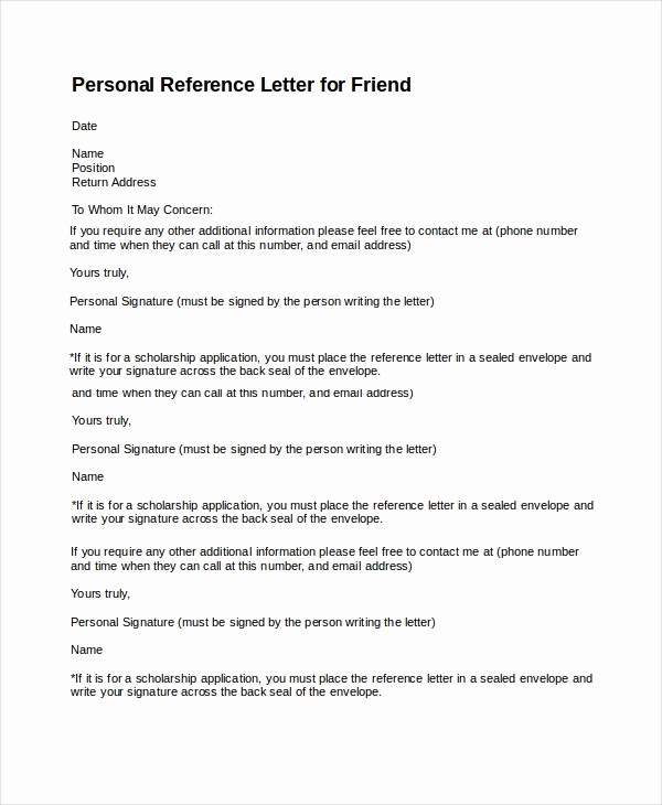 Personal Reference Letter Template Free Fresh Personal Reference Letter for A Job Sample Example Of A