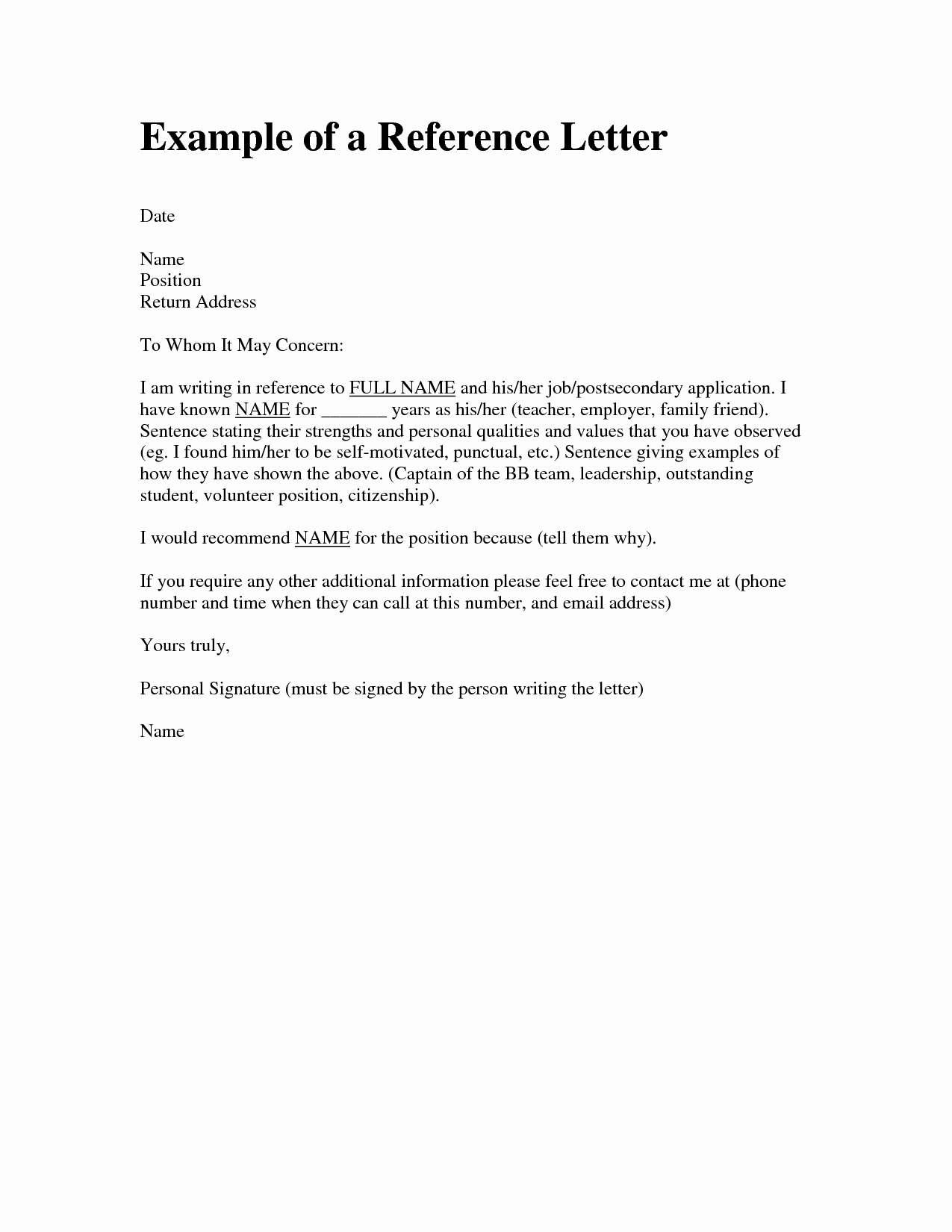 Personal Reference Letter Template Free Fresh Sample Personal Re Mendation Letter for Employment
