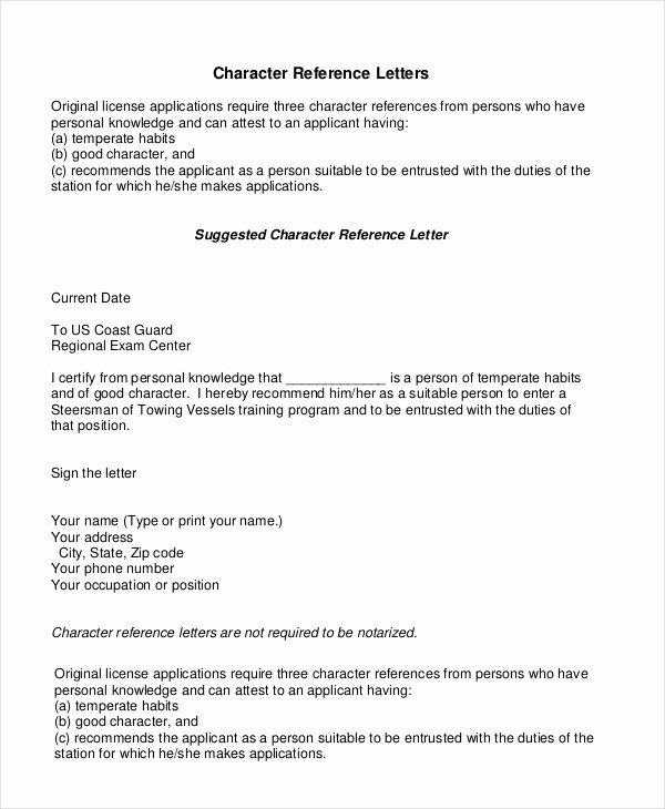 Personal Reference Letter Template Free Inspirational Character Reference Letter 6 Free Word Pdf Documents