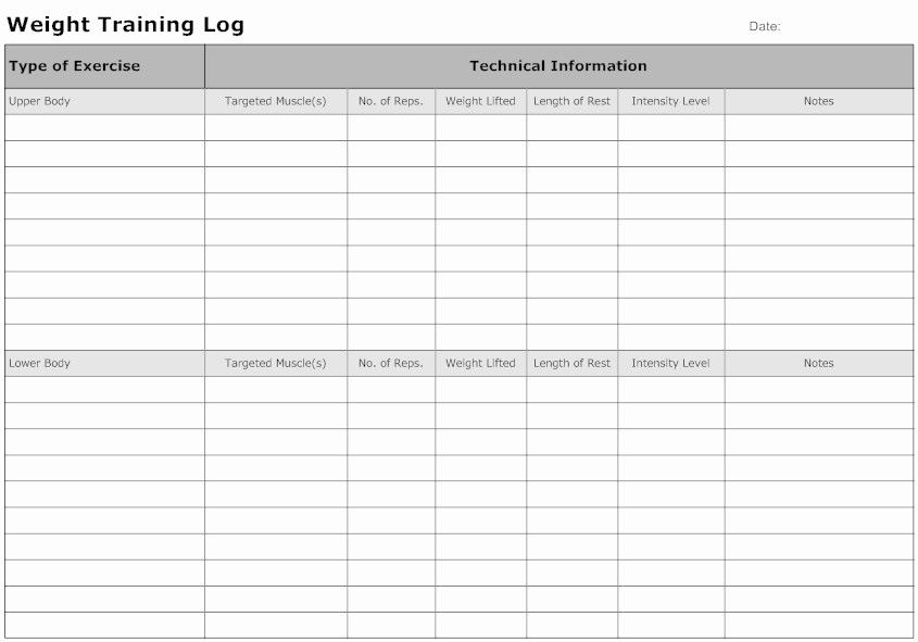 Personal Training Workout Log Template Best Of 6 Best Of Free Printable Weight Lifting Workout