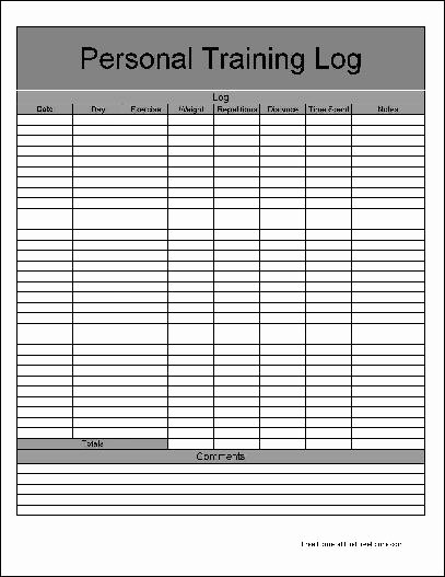 Personal Training Workout Log Template Elegant Personal Trainer forms Free Printable Documents