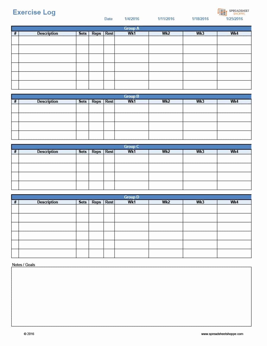 Personal Training Workout Log Template New 40 Effective Workout Log &amp; Calendar Templates Template Lab