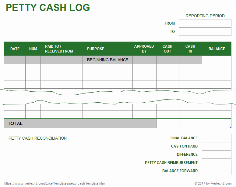 Petty Cash Balance Sheet Template New 12 Petty Cash Log Template Examples Pdf