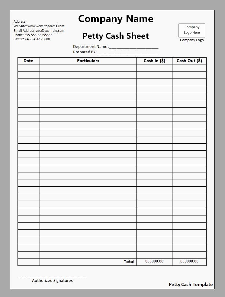 Petty Cash Balance Sheet Template Unique Printable forms