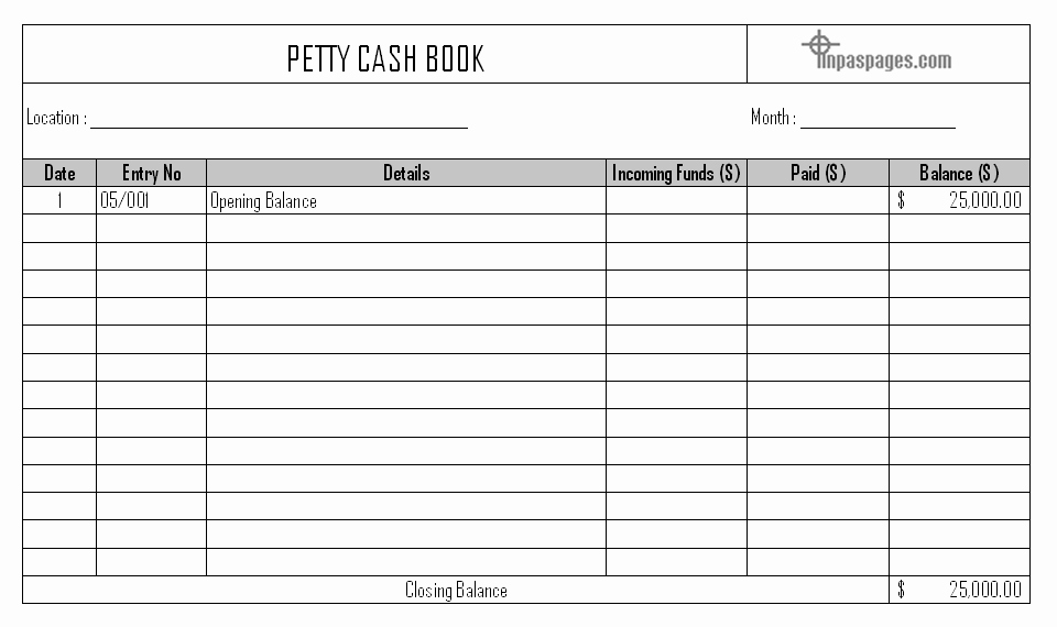 Petty Cash format In Excel Elegant Petty Cash Book format Account formats