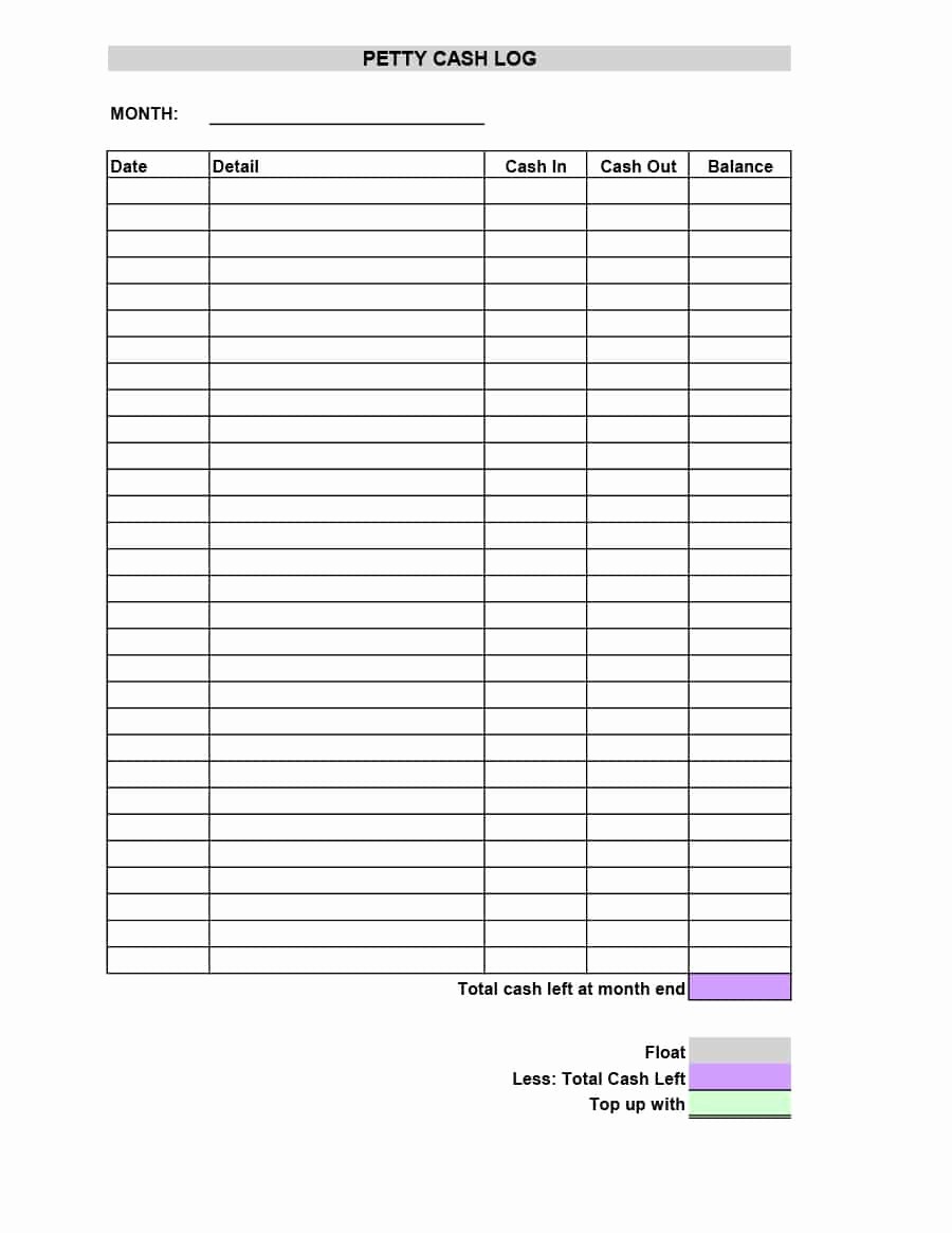 Petty Cash format In Excel Lovely 40 Petty Cash Log Templates &amp; forms [excel Pdf Word]