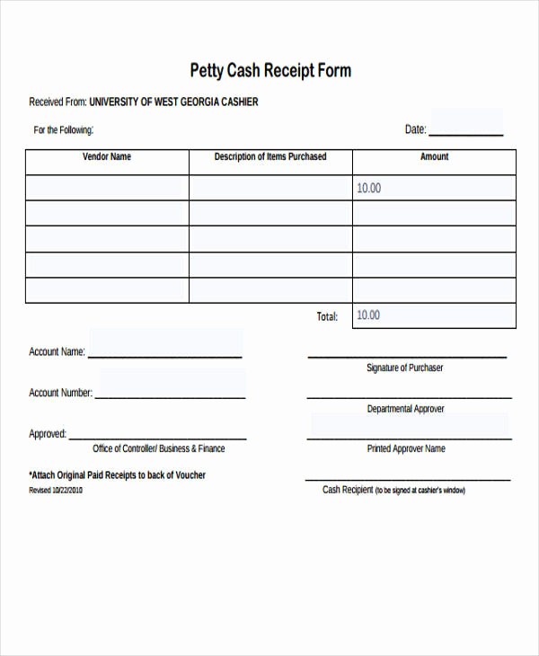 Petty Cash Receipt Template Free Beautiful 36 Printable Receipt forms