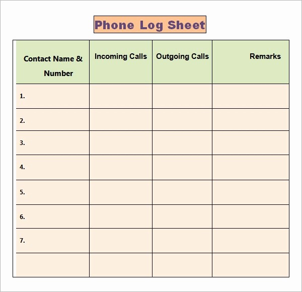 Phone Call Log Template Free Best Of Phone Log Template 8 Free Word Pdf Documents Download