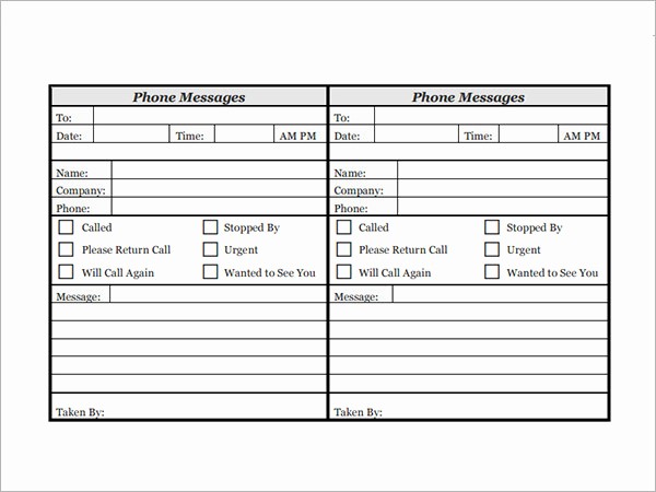 Phone Call Log Template Free Fresh 10 Sample Phone Message Templates – Pdf Word Excel