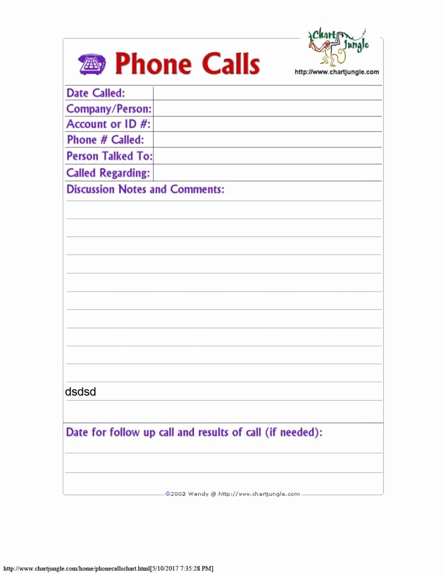 Phone Call Log Template Free Lovely 40 Printable Call Log Templates In Microsoft Word and Excel