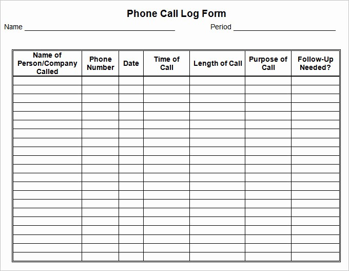 Phone Call Log Template Free Luxury 15 Call Log Templates Doc Pdf Excel