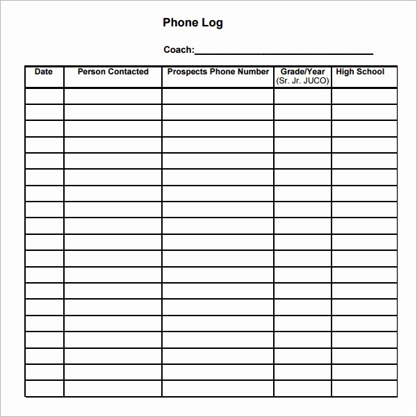 Phone Call Log Template Free Luxury Phone Log Template 8 Free Pdf Doc Download