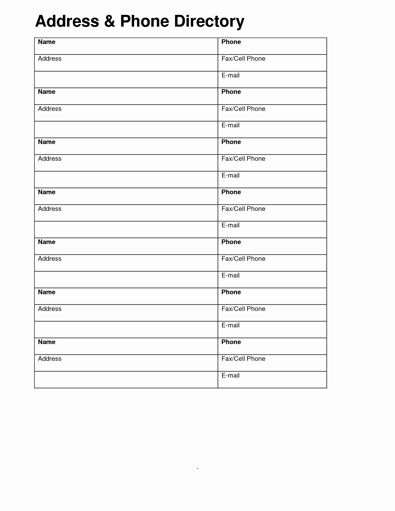 Phone List Template for Word Awesome 5 Best Of Printable Number and Name List Phone