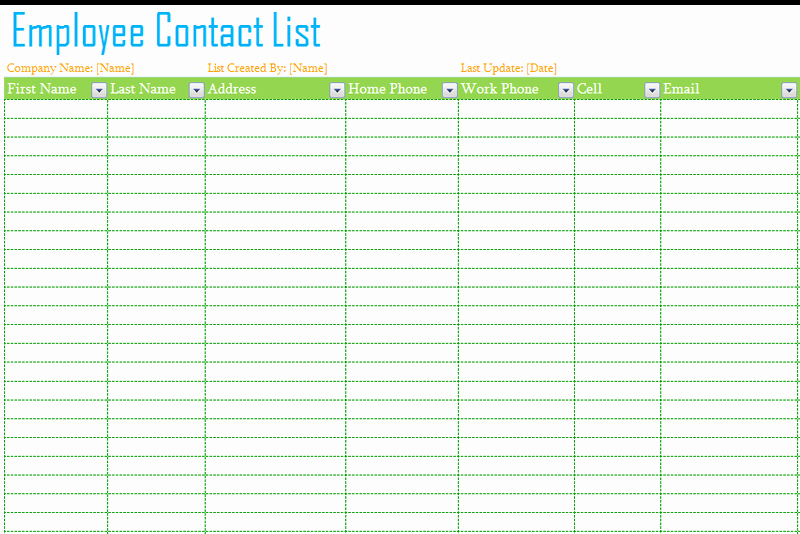 Phone List Template for Word Awesome Employee Contact List Template Dotxes