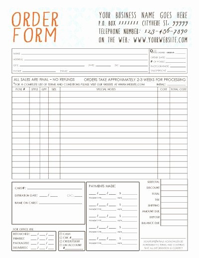 Photography order form Template Excel Lovely General Graphy Sales order form Template Available