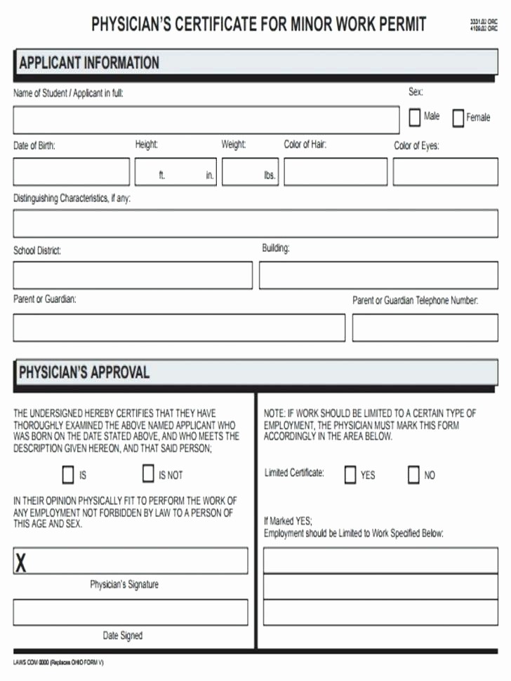 Physical Examination form for Work Elegant Free Printable Physical Exam forms Employment Sample form