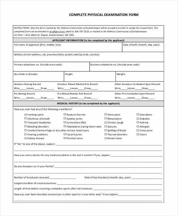 Physical Examination form for Work Fresh Sample Physical Examination form 11 Free Documents In