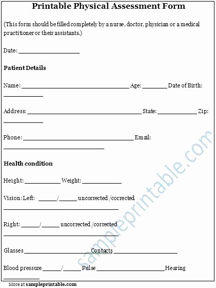 Physical Examination form for Work Luxury Free Printable Physical Exam forms Employment Sample form