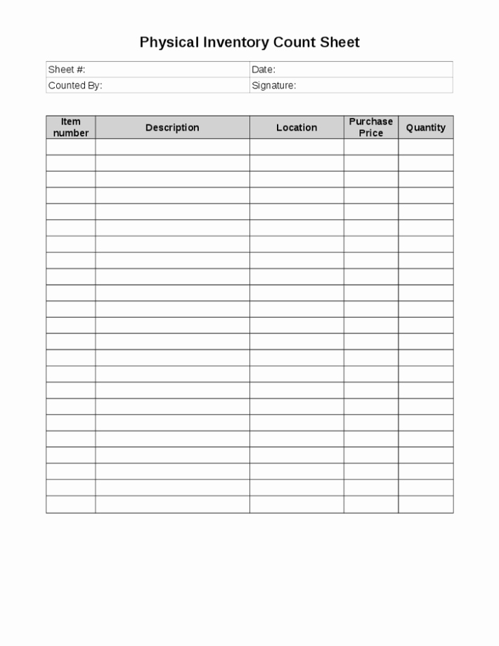 Physical Inventory Count Sheet Template Fresh 5 Inventory Count Sheet Templates – Word Templates