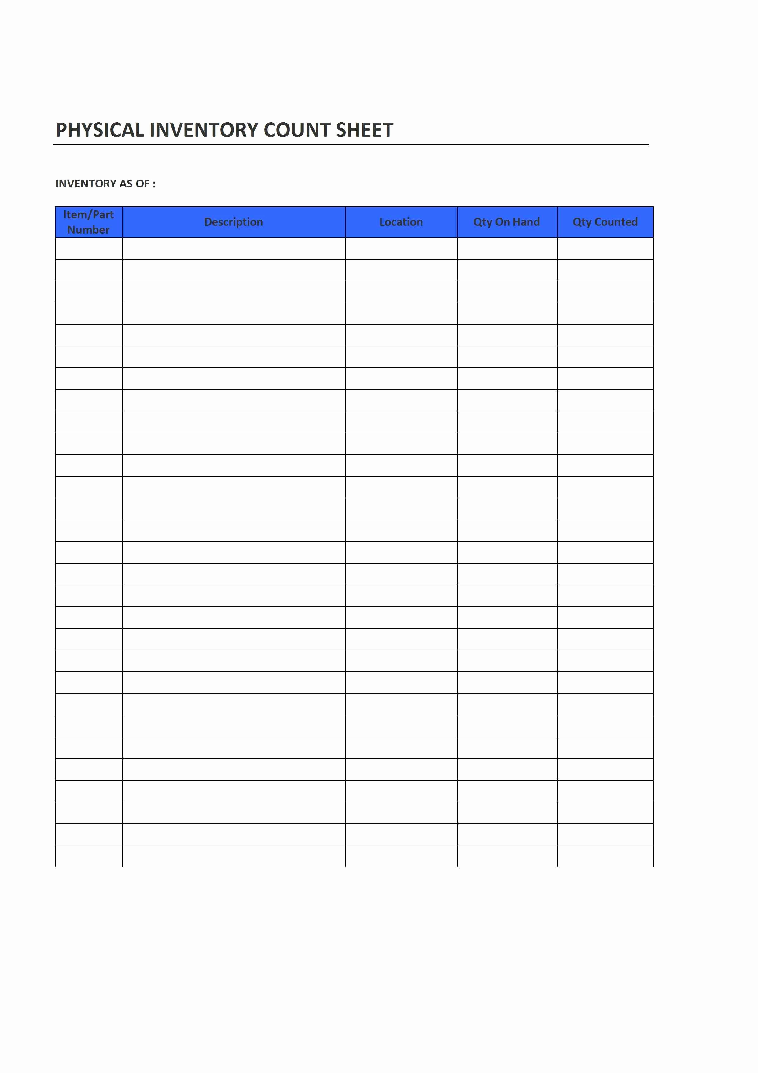 Physical Inventory Count Sheet Template Fresh Physical Inventory Count Sheet