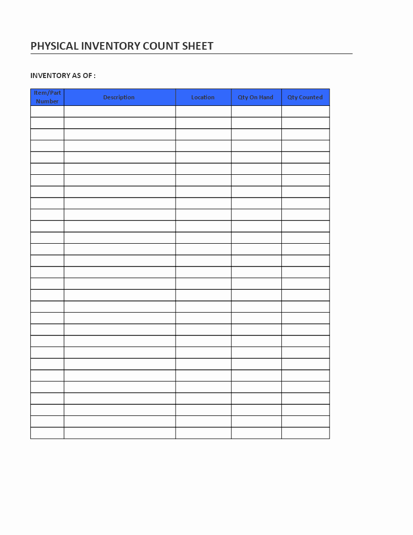 Physical Inventory Count Sheet Template New Free Physical Inventory Count Sheet