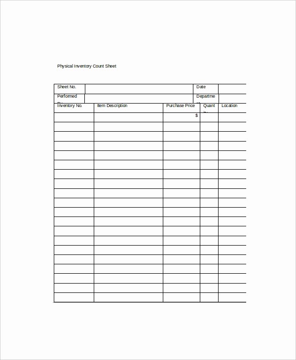 Physical Inventory Count Sheet Templates Inspirational Inventory Count Sheet Template 8 Free Word Pdf
