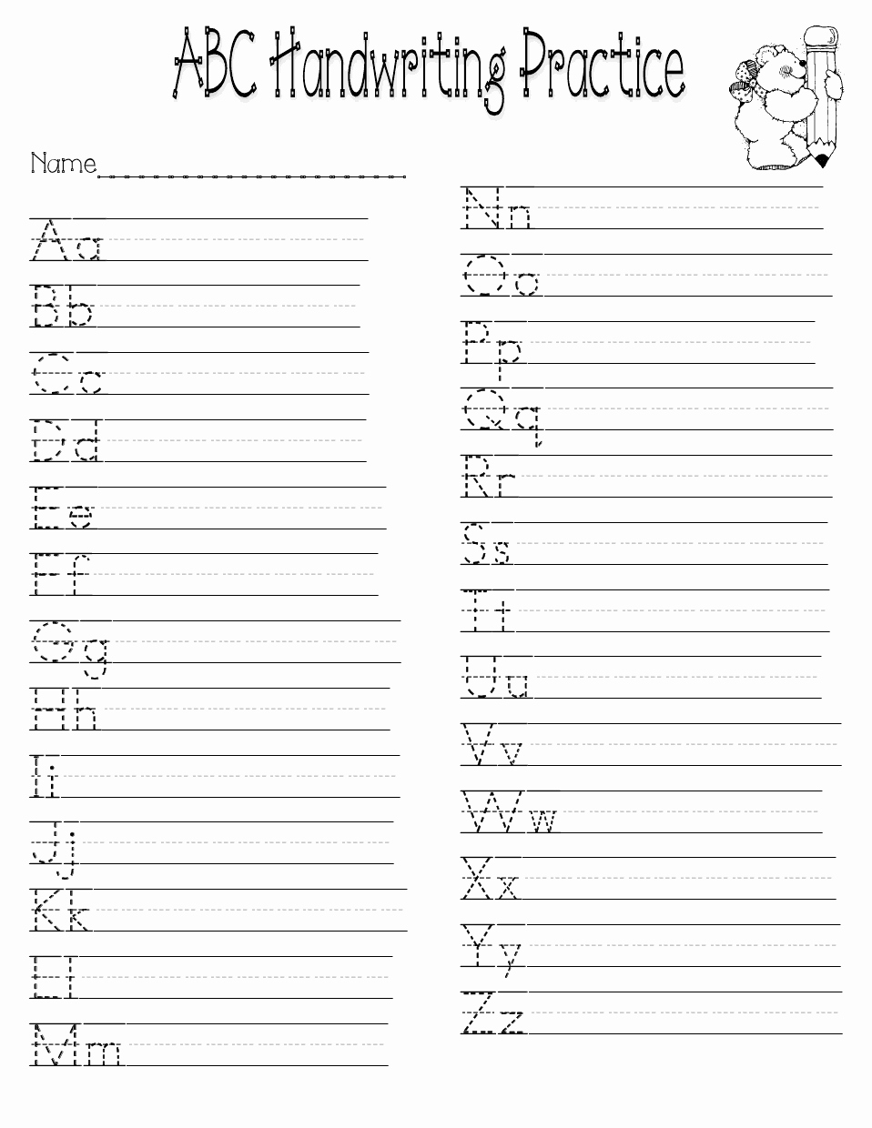 Practice Writing Paper for Kindergarten Fresh Handwriting Practice School Letters