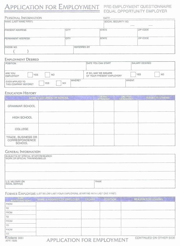 Pre Employment Physical form Template Elegant Job Application form Template Blank Employment Physical