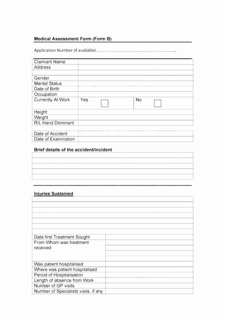 Pre Employment Physical form Template Inspirational Medical assessment form Template West Power attorney