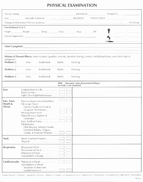 Pre Employment Physical form Template Luxury Pre Employment Physical Exam form Template Examination
