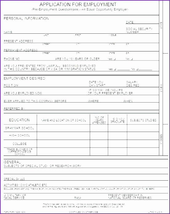 Pre Employment Physical form Template New Pre Employment Physical form Template Employee Reference