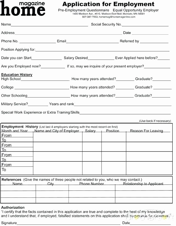 Pre Employment Physical form Template New Pre Employment Physical form Template Employee Reference