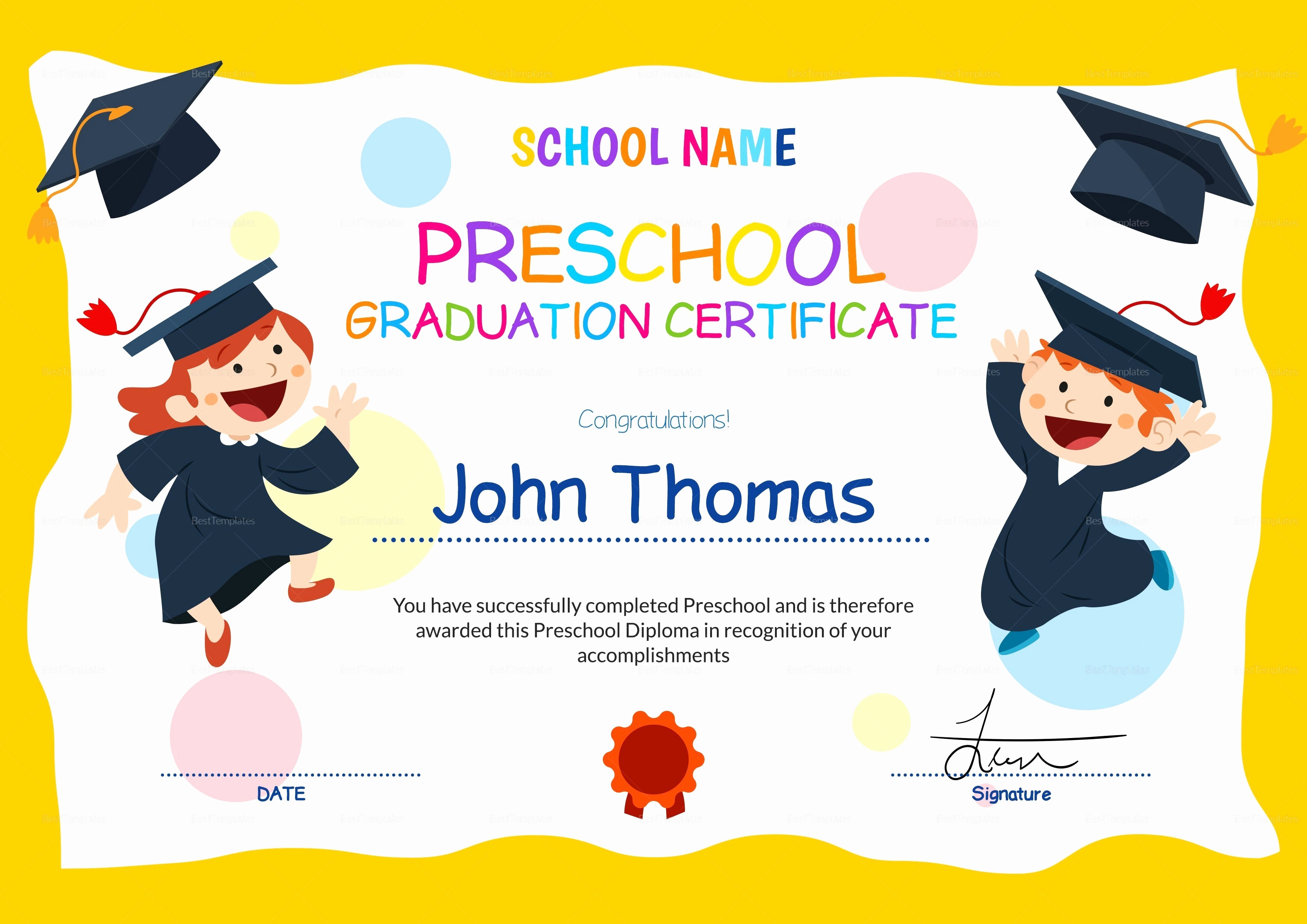 Preschool Diplomas Templates Printable Free Awesome 11 Preschool Certificate Templates Pdf