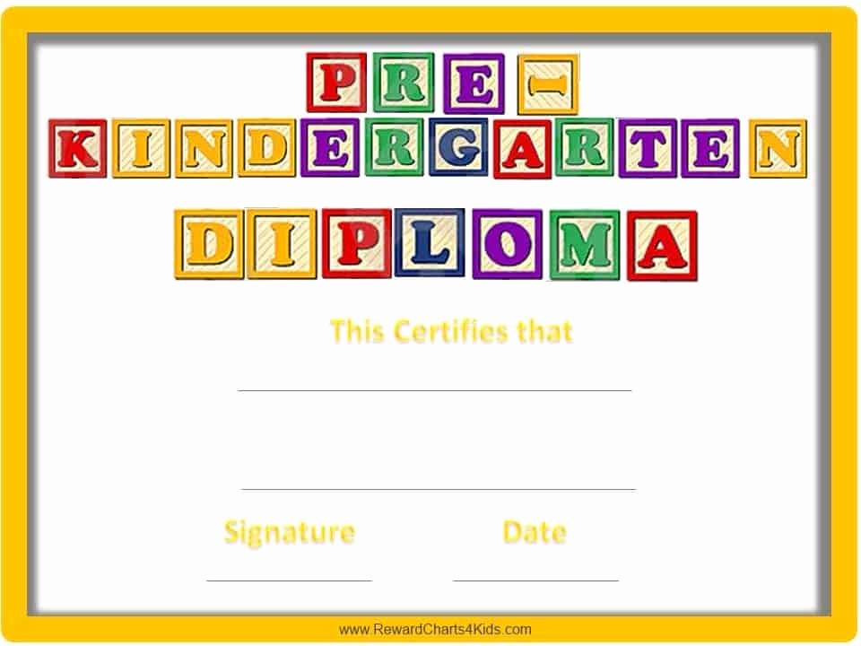 Preschool Diplomas Templates Printable Free Inspirational Preschool Certificates