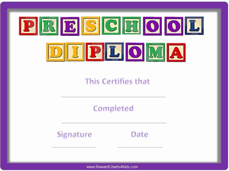 Preschool Diplomas Templates Printable Free Inspirational Preschool Certificates